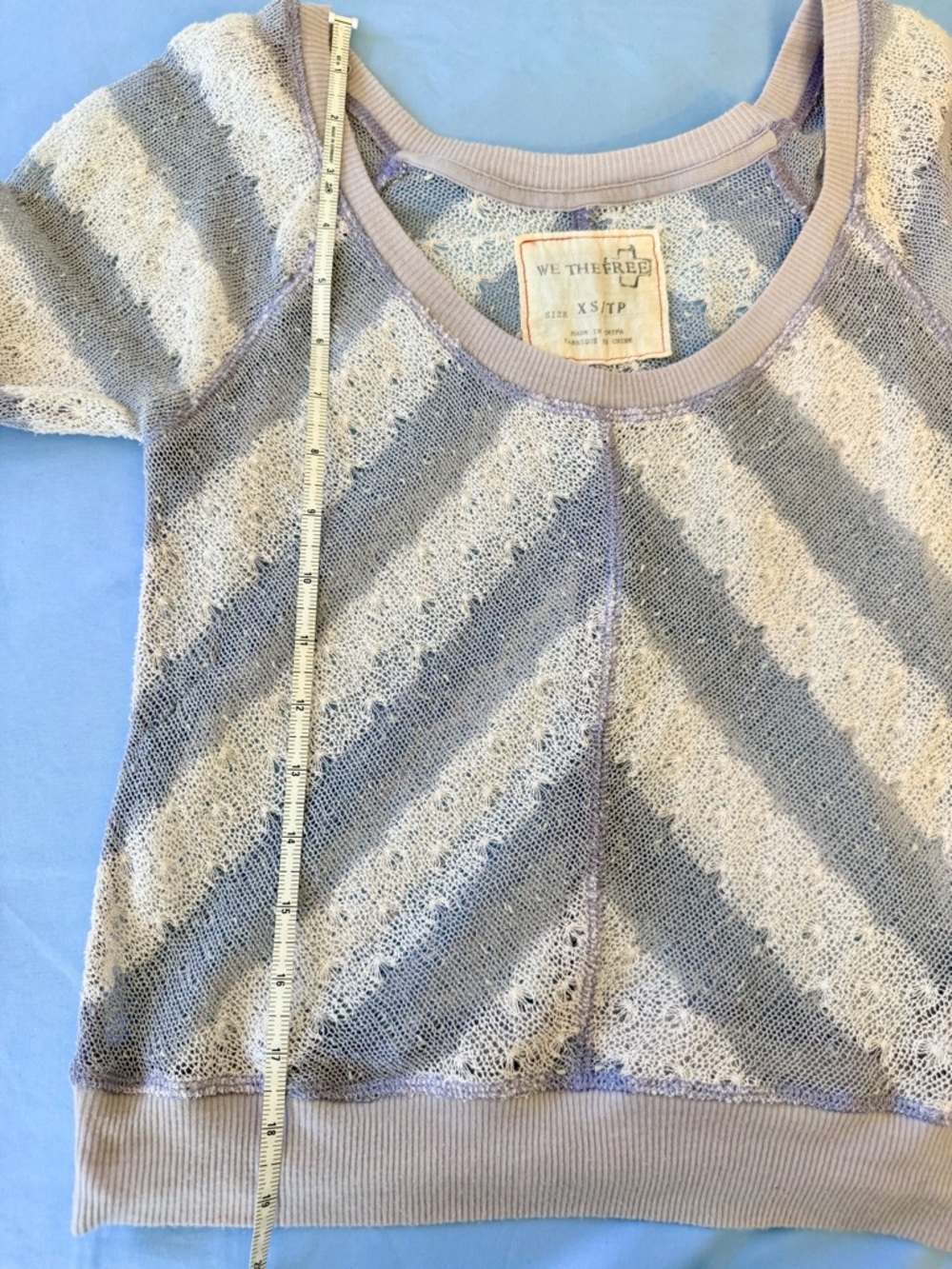 Free People We The Free Sheer Knit Long Sleeve Top XS Boho Grunge Distressed - Picture 8 of 8